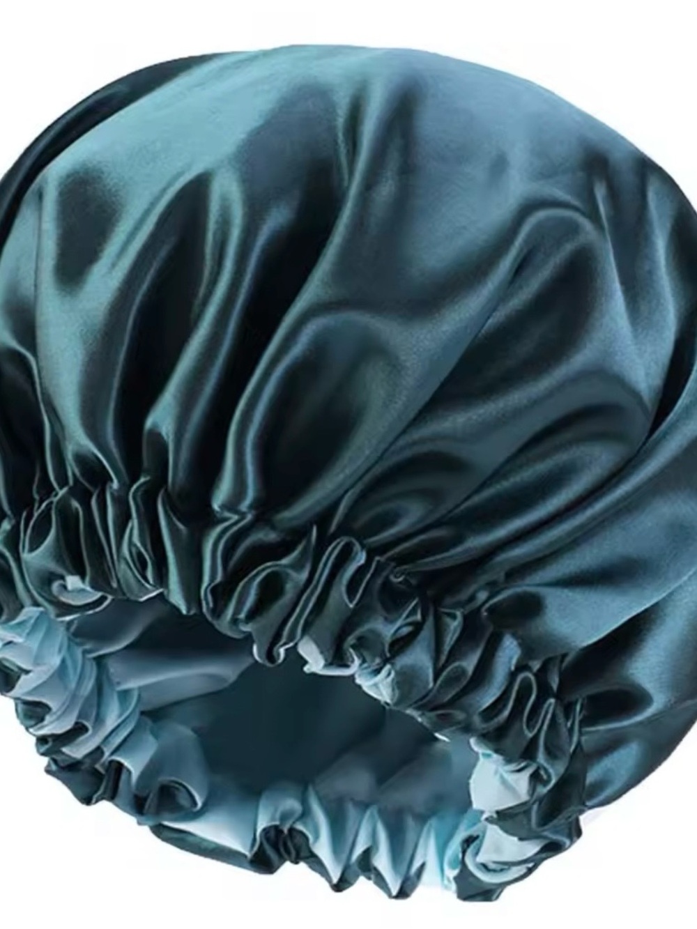 Silk-Look Satin Shower Cap in Teal
